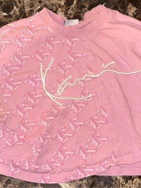 Girls' Pink Short Sleeve Graphic Tee with Script Detail